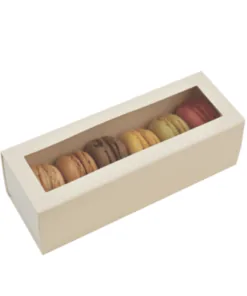 6" White Macaron Box with Window Lid - Image 2