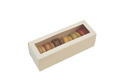 6" White Macaron Box with Window Lid - Image 2