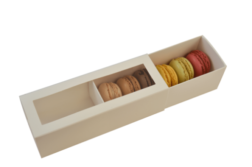 6" White Macaron Box with Window Lid