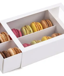 White Macaron/Cookie Box with Window Lid for 12 Macaron - Image 3