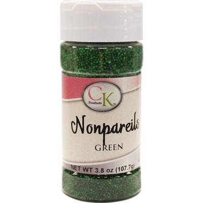 Green CK Nonpareils for cake decorating, cookies, cupcakes and candy