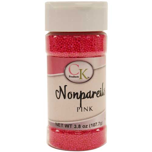 Pink CK Nonpareils for cake decorating, cookies, cupcakes and candy