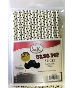Black Pocka Dot 6" Cake Pop Stick