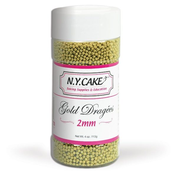 2mm gold dragee for cake decorating, cupcakes.