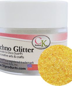 yellow techno glitter for cake decorating, cupcakes, chocolates and show cakes