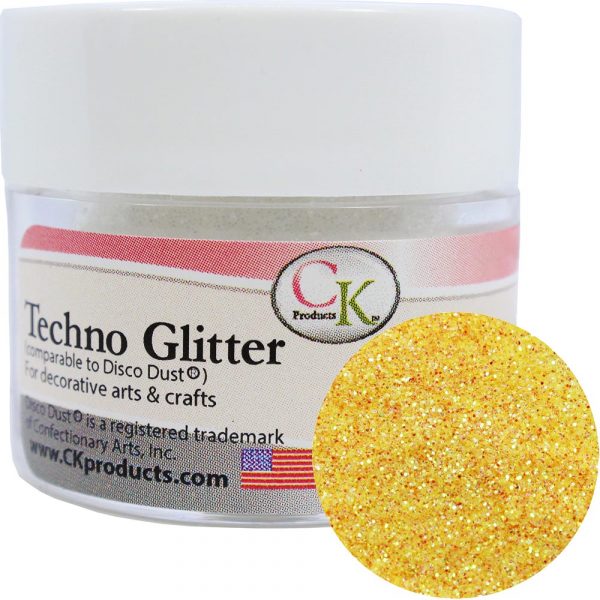 yellow techno glitter for cake decorating, cupcakes, chocolates and show cakes