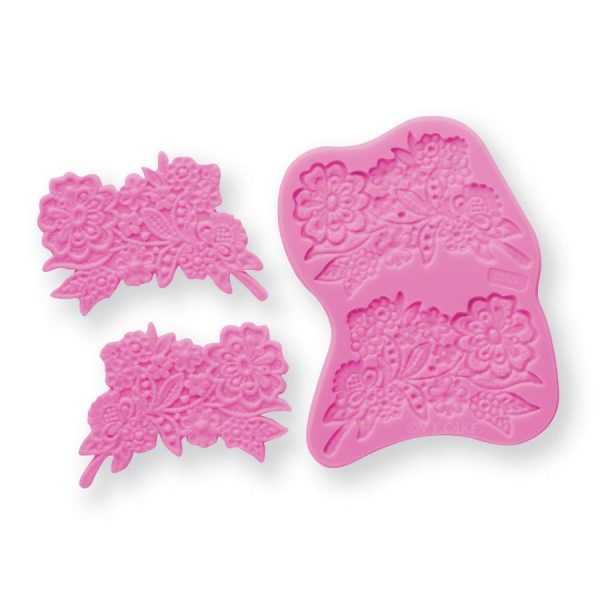 floral silicone mold for cake decorating