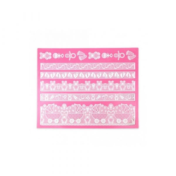 bonnie baby cake lace mat. ideal for baby theme cakes, cookies and cupcakes. Baby shower theme cake supplies