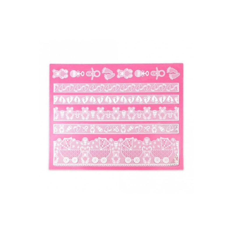 bonnie baby cake lace mat. ideal for baby theme cakes, cookies and cupcakes. Baby shower theme cake supplies