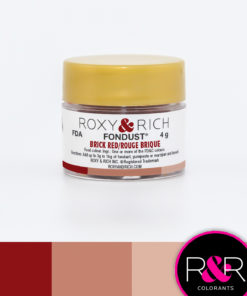 Brick Red fondust to colour fondant. Available for purchase at Create Distribution