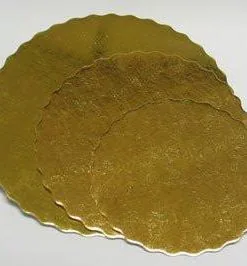 10" Gold Round Scalloped Pressboard 50/case (0.060 PT Thick)