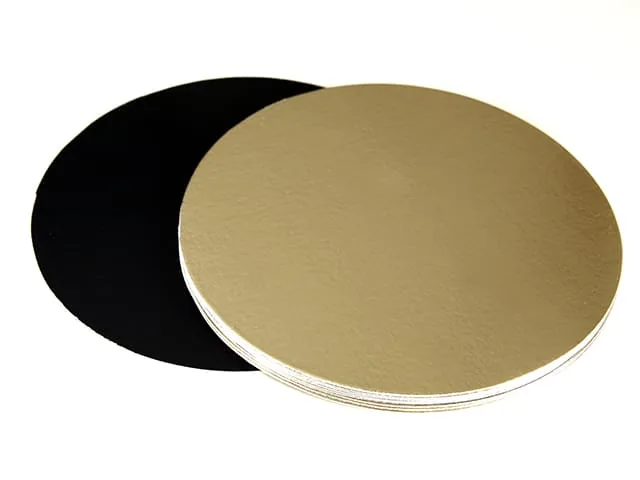 8" Round Premium Gold/Black Pressboard 10/pack