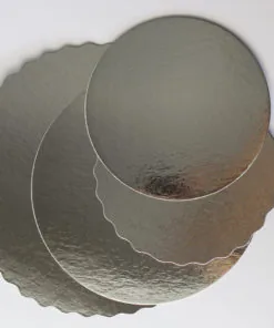 6" Round Silver Scallop Pressboards 150/case