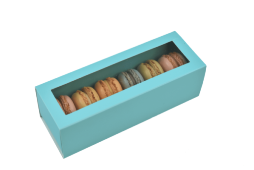 6" Blue Macaron Box with Window Lid - Image 2