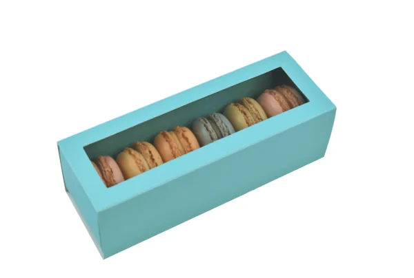 6" Blue Macaron Box with Window Lid - Image 2