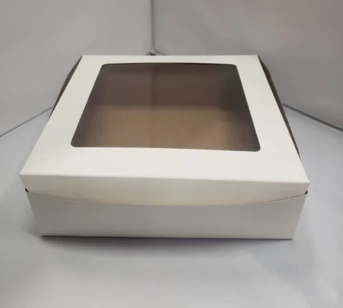 White 9x9x2.5" WINDOW Bakery Box