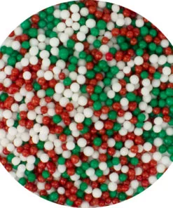 Mixed Red Green and White Nonpareils 8oz