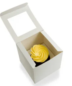 4x4x4 White Window Bakery Box 12/Pack  (no insert)