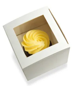 4x4x4 White Window Bakery Box with Insert 12/Pack - Image 2