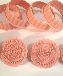 Round Fluted Holiday Cookie Cutter and Embosser Set  4/Pack