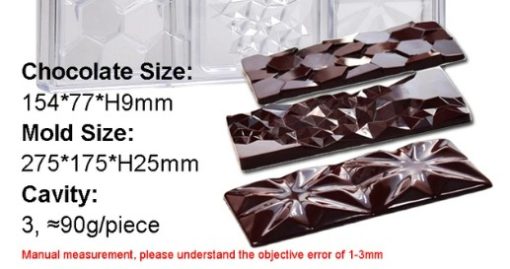 3 Cavity Chocolate Candy Bar Mold Polycarbonate Chocolate Mold Honey/Diamond/Block - Image 2