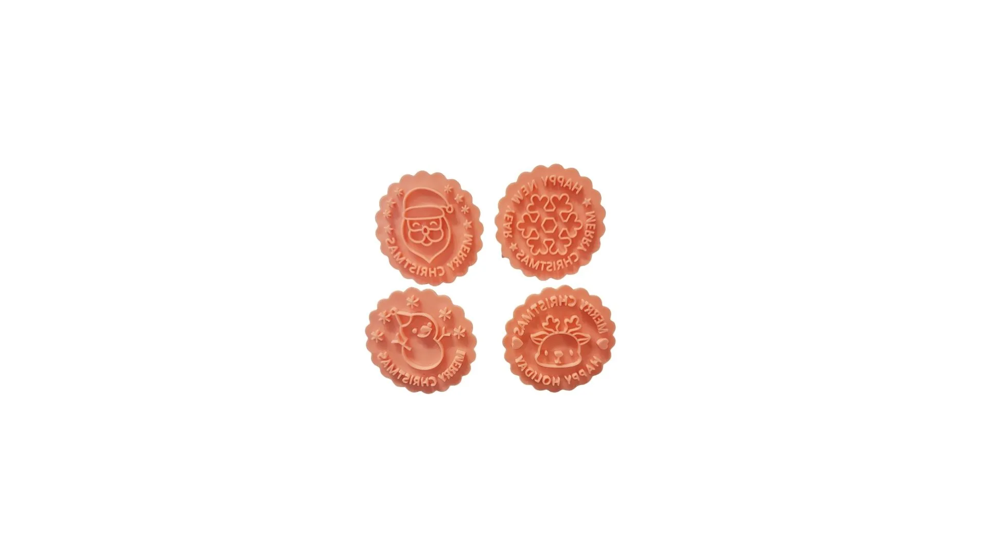 Round Fluted Holiday Cookie Cutter and Embosser Set 4/Pack - Image 2