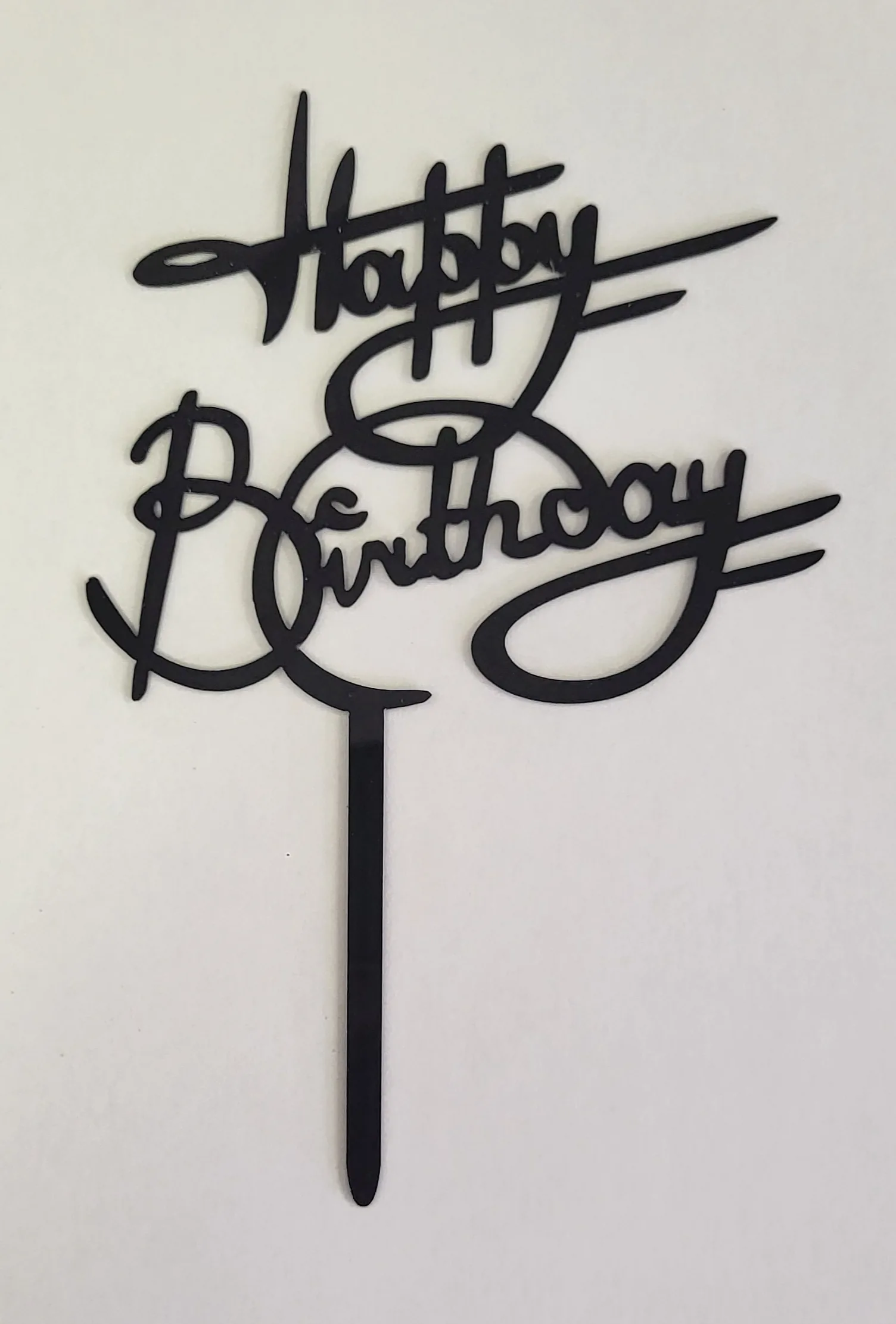 Black Happy Birthday Cake Topper 1/pc