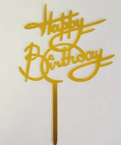 Gold Happy Birthday Cake Topper  1/pc