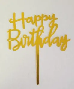 Gold Happy Birthday Cake Topper  1/pc