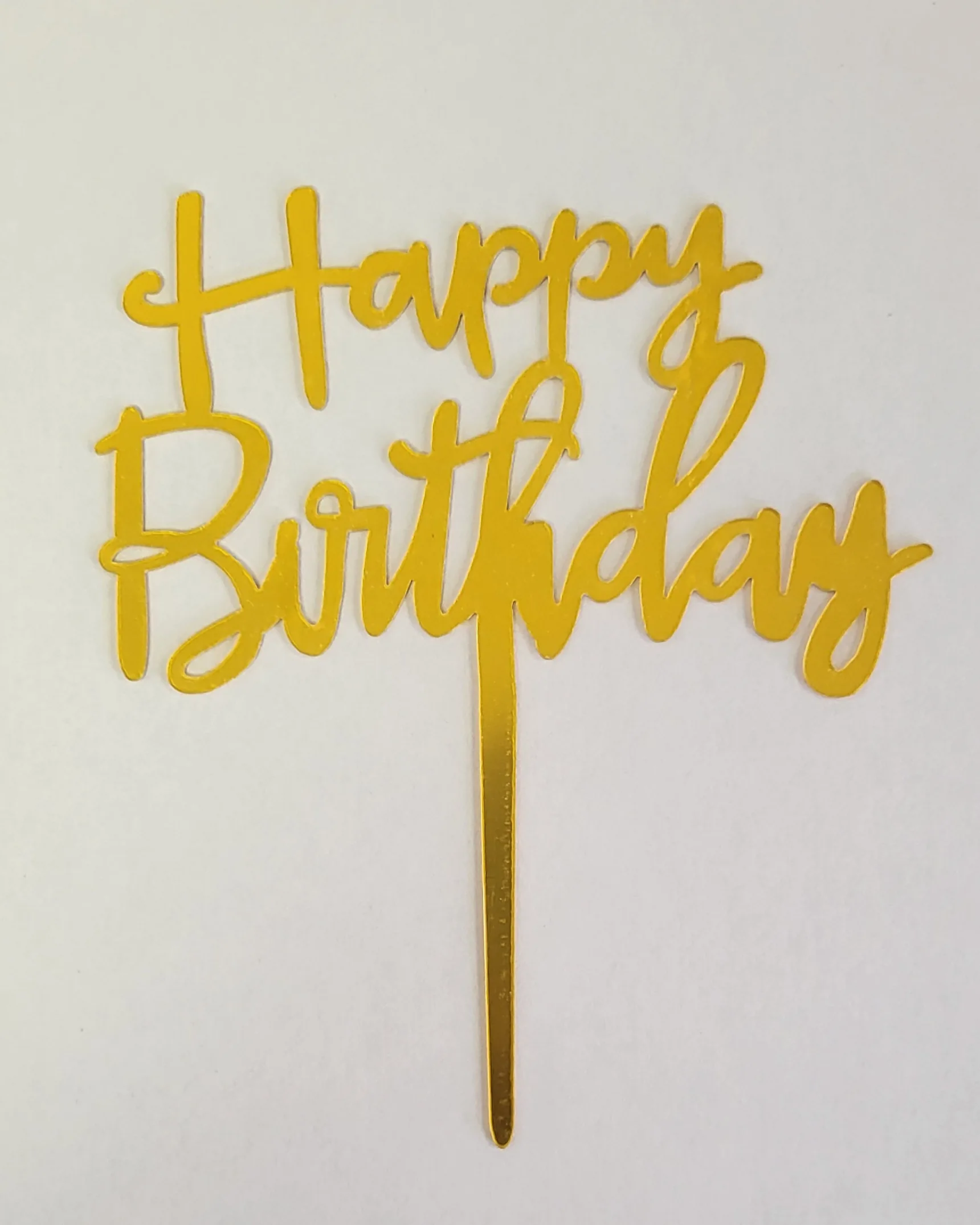 Gold Happy Birthday Cake Topper 1/pc