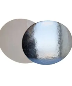 8" Round Premium White/Silver Pressboard 50/case