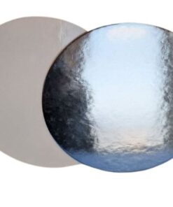 8" Round Premium White/Silver Pressboard 50/case