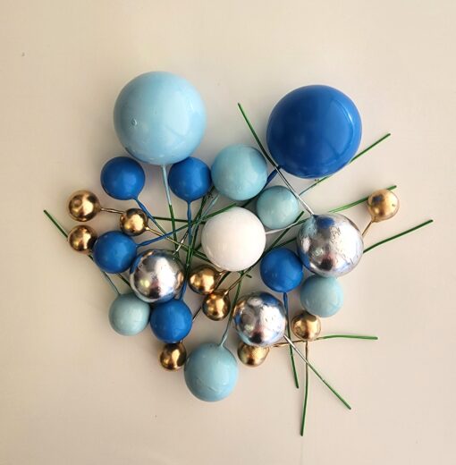 Blue/Gold/Silver Cake Ball Toppers  25/Pack