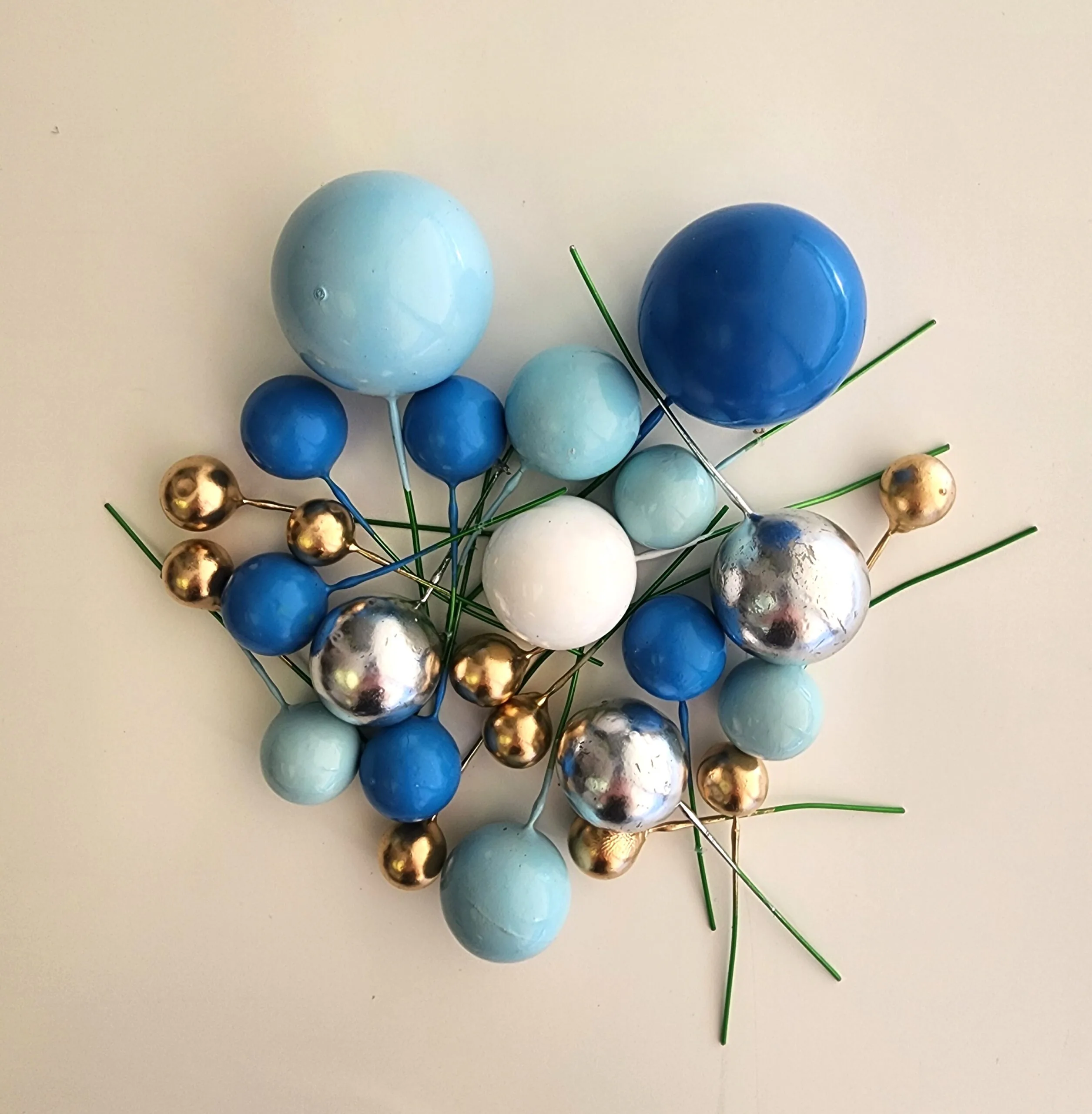 Blue/Gold/Silver Cake Ball Toppers 25/Pack