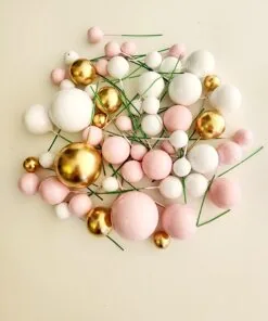 Pink/Gold/White Cake Ball Toppers  50/Pack