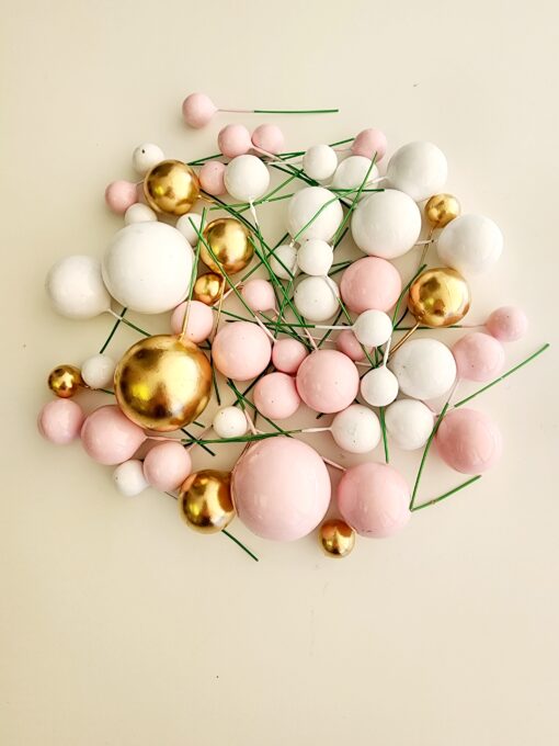 Pink/Gold/White Cake Ball Toppers  50/Pack