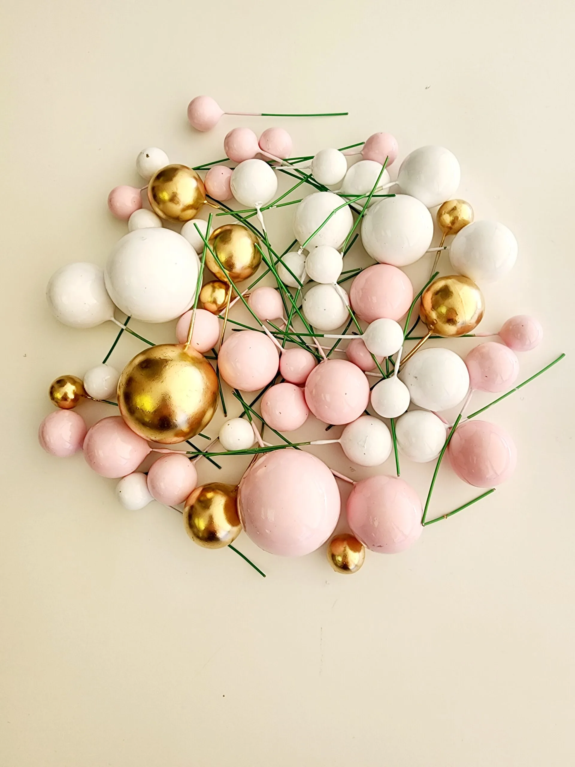 Pink/Gold/White Cake Ball Toppers 50/Pack