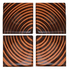 Dark Chocolate Squares - Printed with Copper Curved Lines - 54/pcs