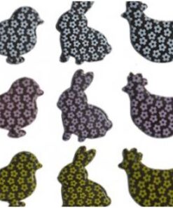 Dark Chocolate Bunnies, Chickens and Chicks printed with Pink, White or Yellow Flowers - 58/pcs